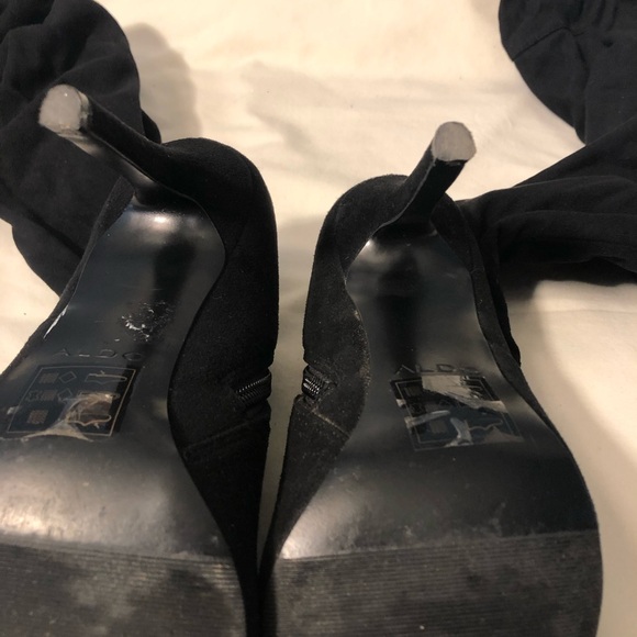 Womens Aldo Size 8.5 over the knee tight black suede high heel boots - Picture 4 of 11